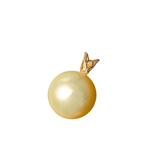 12mm South Sea Pearl Champagne in 14k Yellow Gold Pendant - Picture 3 of 11